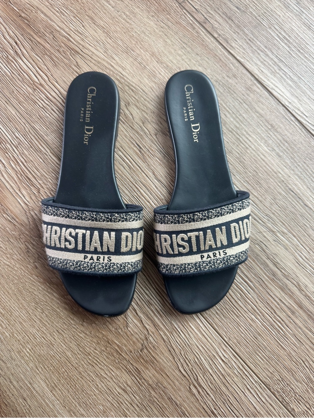 Dior Navy & Beige Slide Sandals - Christian Dior Logo “Dway slide”